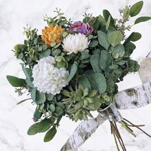 10 片装假桉树叶茎散装人造银元桉树叶植物灰绿色婚礼绿植人造绿植节日绿植插花、情人节、礼物 - 綠色 - 查看 7