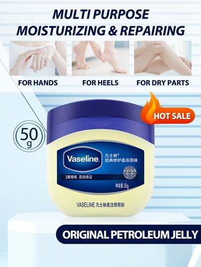 Vaseline Original HEALING JELLY 50g | 100% White Petrolatum Skin Protectant | Petroleum Jelly Original Provides Dry Skin Relief And Protects Minor Cuts, Dermatologist Recommended And Locks In Moisture