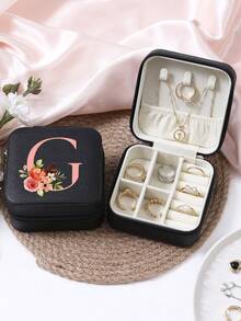 1 件珠宝收纳盒便携式旅行和商务旅行使用，适用于戒指、耳环、项链、小珠宝盒