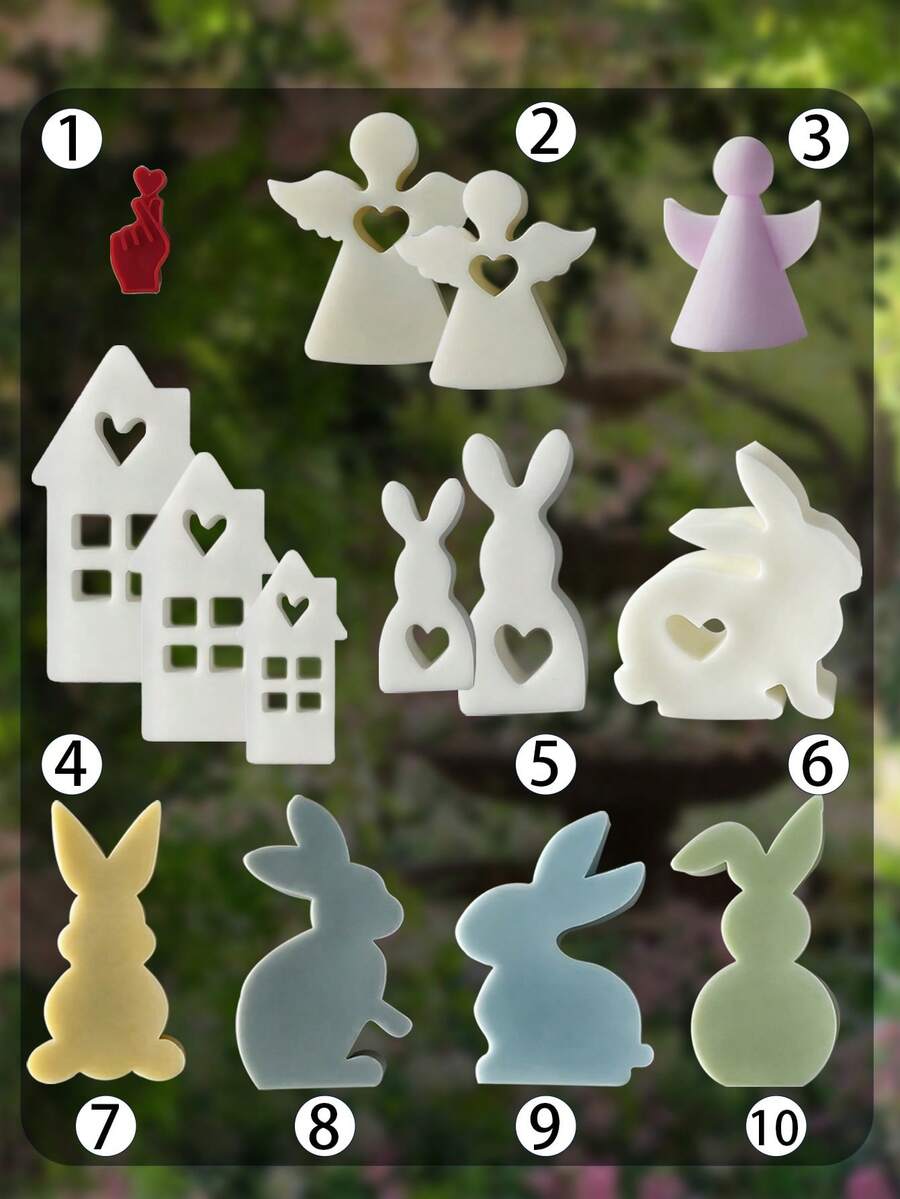 天使小屋兔子剪影模具，圣诞/感恩节主题蜡烛节日氛围装饰，摄影装饰道具，秋枫金秋装饰