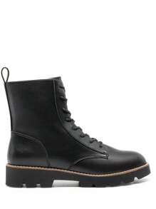 Women's Combat Ankle Boots: Lace-Up Design With Lug Sole Fashion Booties Valentines - 黑色 - 查看 4