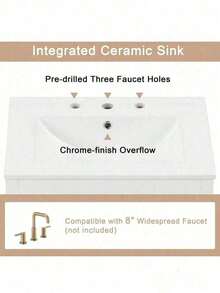 24" Bathroom Vanity With Sink, Bathroom Vanity Cabinet With One Flip Drawer And Doors, Solid Wood And MDF, White - 1 - 查看 8