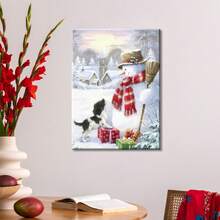 1pc Framed Canvas Wall Decor, Christmas Canvas Painting, Wrapped Canvas Christmas Wall Art Print For Holiday Decoration, Vintage Wall Decor, Bedroom Living Room Home Wall Decor - phong cách-1 - Xem 4