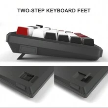Teclado mecánico para juegos MageGee -STAR75, control de perilla, teclado compacto del 75% con retroiluminación azul, interruptores rojos, carcasa portátil EVA silenciosa, compatible con sistema Windows PC - Blanco y Negro - Ver 6
