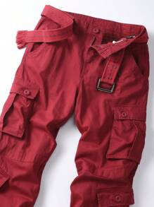 AKARMY Men's Casual Cargo Pants 850g Pants / 1 Pcs Pants / 100% Cotton Camo Pants Combat Work Pants With 8 Pockets(No Belt) - 酒紅色 - 查看 5