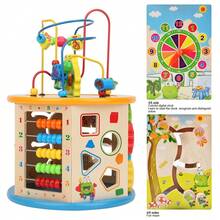 8 In 1 Multipurpose Children Bead Maze Clock Chess Activity Cube Educational Toy Multifunctional Bead Mazer - Multicolor - View 4