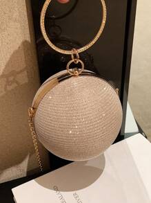 Túi cầm tay tròn đính sequin quyến rũ, thanh lịch, thời trang dành cho nữ có quai xách đính đá Rhinestone, hoàn hảo cho các cô gái dự tiệc, dạ hội, váy trang trọng, đám cưới - Hoa hồng vàng - Xem 8