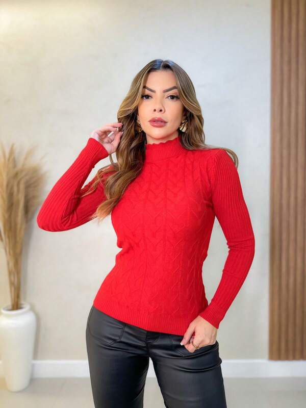 blusa feminina de frio  Suétere modal gola redonda estampada/BM953