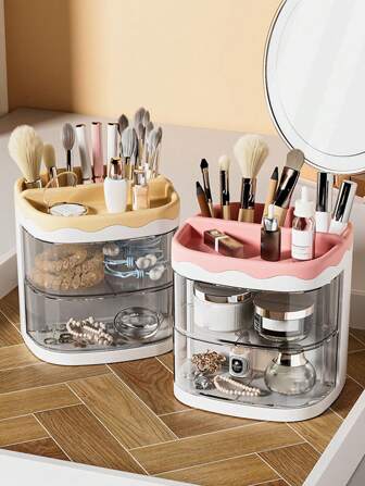1pc Drawer Style Makeup Organizer Box, Large Capacity Desktop Storage For Skincare, Cosmetics, Student Dorm Decorations Autumn Decor Festival Decor Room Decor Home Decor Fall Decor Bedroom Decor Halloween Decor, Room Decor, Christmas Decorations, Halloween, Halloween Decorations, Christmas, Halloween Decor, Christmas Decor, Fall Decor, Christmas Decor, Storage, Organizer