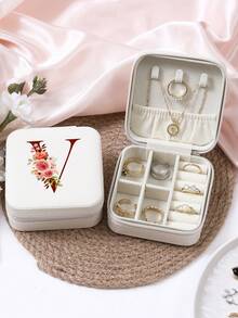 1 件珠宝收纳盒便携式旅行和商务旅行使用，适用于戒指、耳环、项链、小珠宝盒