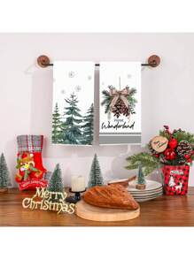 4 piezas de toallas de mano con tema navideño, disponibles en varios estilos, hechas de poliéster, con colores vivos, aptas para la decoración de la mesa de Navidad, la decoración de restaurantes navideños, Navidad - Multicolor - Ver 10
