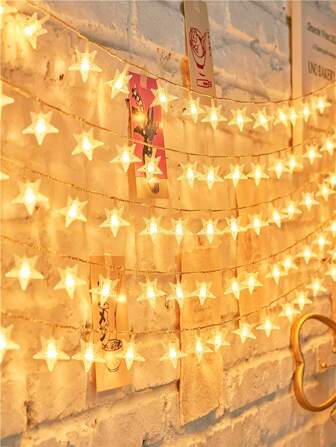 1pc 1.5/3/4.5/6/10/15M Home Decor Star LED String Lights,Battery Power Indoor Room Decor Fairy Star Lights,Bedroom Decor,Wall Decor Light String,Suitable For Wedding Decor,Party Decor,Christmas Tree Decorative Light String,Outdoor Garden Decor Lights,House Decor Lights,Light For Decoration
