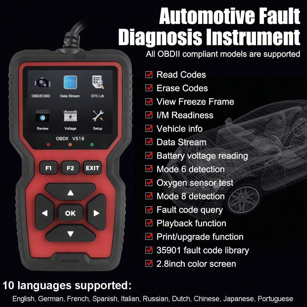 OBD2 Scanner Engine Fault Reading Data V519 Elm327 Code Reader