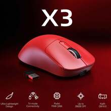 ATTACK SHARK X3 Lightweight Wireless Gaming Mouse With Tri-Mode 2.4G/USB-C Wired/BT,Up To 26K DPI, PAW3395 Optical Sensor,GM8.0 Switch,5 Programmable Buttons For PC/Win - 紅色 - 查看 2