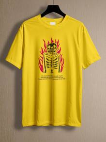 T-Shirt Skull Shirt Love Fire Cringe Rock REF 4243 FLUXO FX - 黃色 - 查看 1