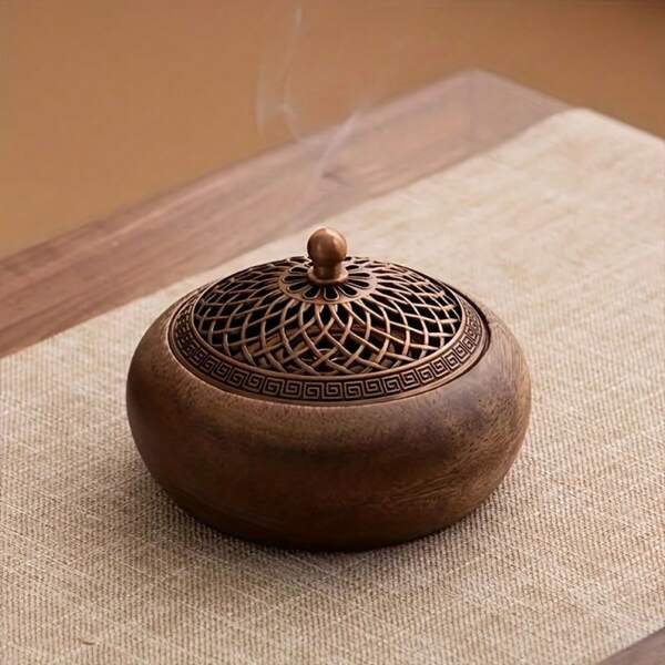 Brûle-encens en bois massif de noyer d'Amérique du Sud, brûleur d'aromathérapie d'intérieur avec encens de santal, décoration pour cérémonie du thé