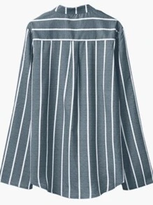 Nieuw gestreept elegant effen overhemd met knopen, veelzijdige dameskleding voor lente, zomer, herfst en winter