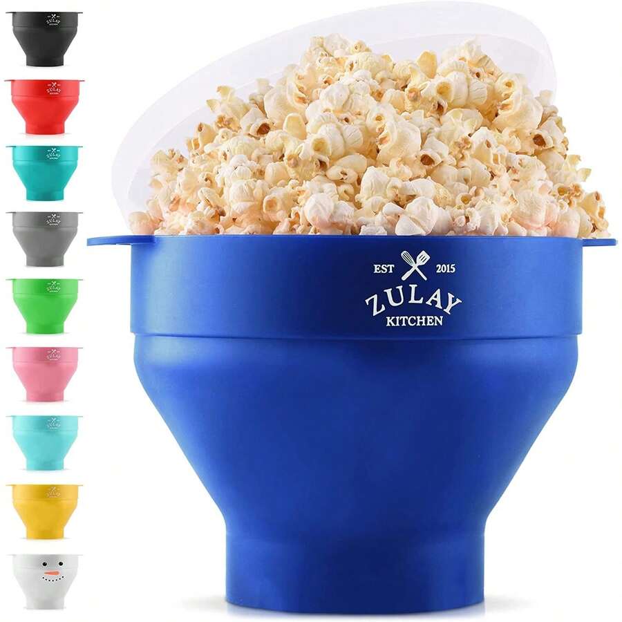Zulay Kitchen Máquina de hacer palomitas de maíz de silicona plegable - Azul - Ver 1