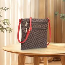 TEPILTE Multi-Zip Pocket Crossbody Bag With Shoulder Bag, Lightweight Travel Bag Women's Retro Shoulder Bag, Daily Mobile Wallet Messenger Bag Envelope Bag, Daily Commute To Work, Shopping, Travel - RD/CF - 查看 1