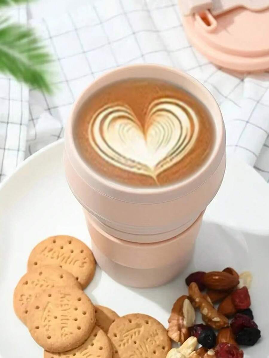 1 件便携式户外露营旅行折叠水杯，硅胶压缩刷牙杯，旅行折叠水杯 - 彩色 - 查看 1