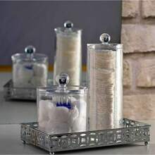 Acrylic Pot Dispenser Cotton Disc Skin Cleaning Makeup Skin Care With Lid 19cm - 無色 - 查看 2