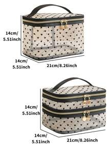 Travel Storage Brush Mesh Hand-Held Double-Layer Cosmetic Bag Portable Visible Change Key Lipstick Sundries Storage Bag