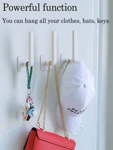 Plastic Hat Storage Hook, Multi-Functional Bathroom Towel Sticky Hook, Free Punch Coat Hook, Door Back Porch Storage Hook, Household Storage Organizer For Bedroom, Kitchen, Office, Home - Multicolor - View 2