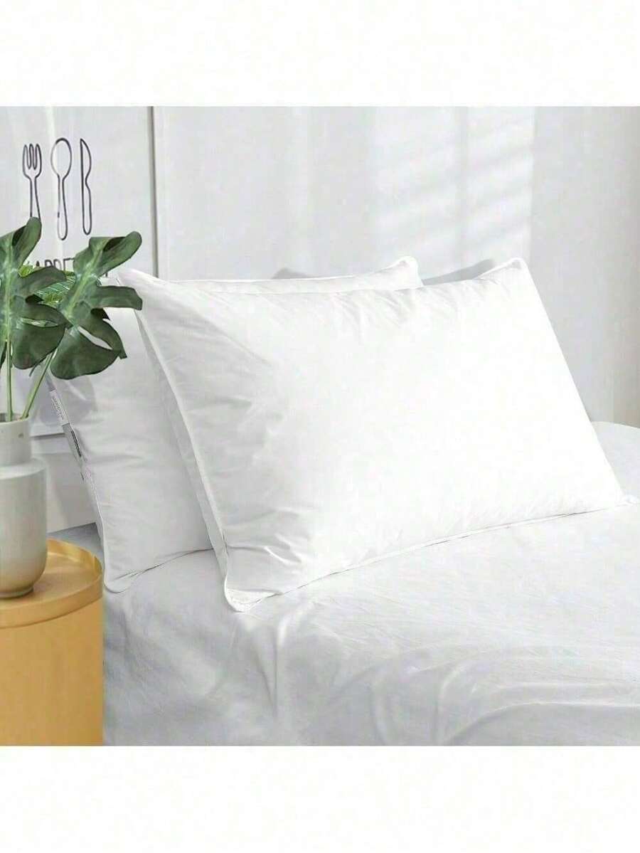 2 Pack White Goose Down Feather Bed Pillows Standard Queen King Size