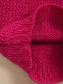 女婴圆领长袖保暖针织毛衣 - 玫紅色 - 查看 7