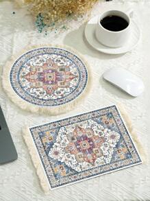 地毯图案流苏鼠标垫，办公腕托鼠标垫，可作杯垫使用，返校季游戏鼠标垫，办公桌配件，办公用品，办公桌配件，鼠标垫，办公桌专用鼠标垫 - 多色 - 查看 12