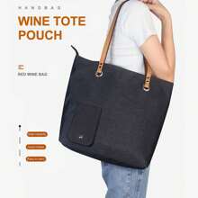 Wine Tote Bag, Canvas Wine Purse With Hidden Dispenser, Insulated Large Wine Carrying Carrier, Portable Wine Dispensing Tote For Beach, Traveling, Concert, Camping, Picnic Black - 黑色 - 查看 4