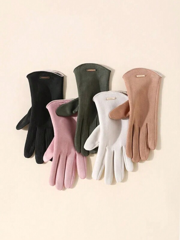 1 par de luvas quentes de camurça sintética casuais elegantes, adequadas para férias, casual, namoro, faculdade, ópera, festa, casamento, praia, outono/inverno, pontas dos dedos com tela sensível ao toque Halloween