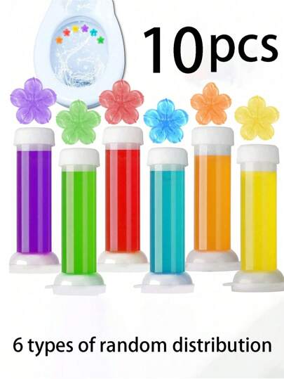 10 片装厕所清洁凝胶片，浴室清洁剂，除臭剂和香味 - 花香型厕所清洁剂，持久除臭凝胶，适用于厕所、浴室、清洁用品