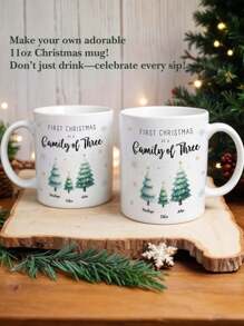 1pc Custom Names Mug, Custom Family Member Names Mug, Personalized Names Mug, Personalized Mug, Christmas Style, Christmas Gift, 3 Styles, Penguin, Christmas Stocking, Christmas Tree, Warm Gift, Family Gift, Ideal For Christmas, Birthdays, Anniversaries, Couples Gift, Best Gift For Mom, Dad, Wife, Husband, Grandma, Grandpa, Gift For Her/Him