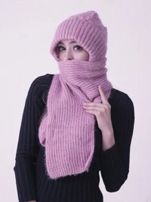 1 Bộ khăn choàng ấm áp lót polyester màu trơn thường ngày dành cho nữ, mùa thu và đông - Nhiều màu - Xem 3