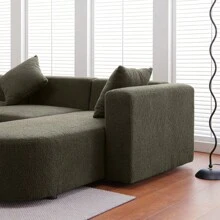 [VIDEO] Provided]Modern L Shape Boucle Sofa With Curved Seat (Facing Right) - 綠色+圈+現代+4座如圖 - 查看 8