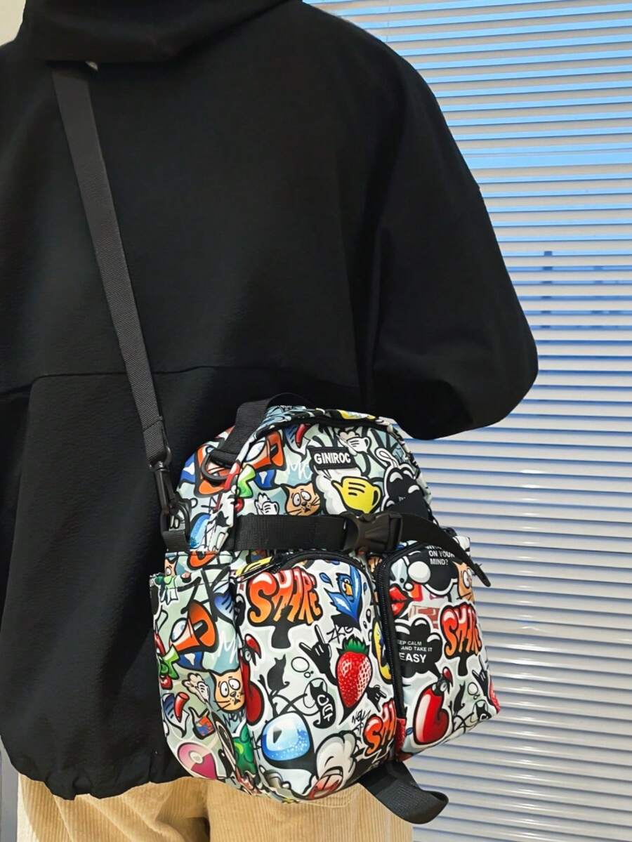 1 件女士美式斜跨单肩包，简约斜挎包，时尚色彩，街头风格手提包 - 彩色 - 查看 1