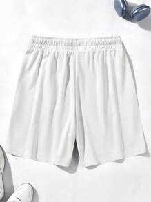 Men's Casual Loose 3D Striped Comfortable Straight Beach Bermuda Shorts - White - View 3