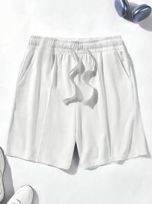 Men's Casual Loose 3D Striped Comfortable Straight Beach Bermuda Shorts - White - View 2