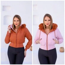 Women's Double-Sided Reversible Bobojado Cold Puffer Jacket - 淺粉色 - 查看 2