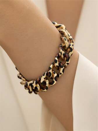 Accesorio de pulsera con cadena y estampado de leopardo de moda europea y americana
