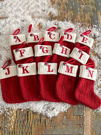 أكياس هدايا جوارب عيد الميلاد الحمراء للأطفال، جوارب عيد الميلاد مطرزة بالحروف، زينة شجرة عيد الميلاد المنزلية، ديكورات عيد الميلاد، جوارب عيد الميلاد الحمراء، أكياس هدايا، تستخدم لتزيين موضوع عيد الميلاد، بيجامات عيد الميلاد، هدايا عيد الميلاد، ديكورات عيد الميلاد