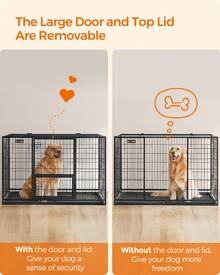 Feandrea Heavy-Duty Dog Crate, Metal Dog Kennel And Cage With Removable Tray, XXL For Large Dogs, 48 X 29.3 X 31.7 Inches, Black - Black - View 6