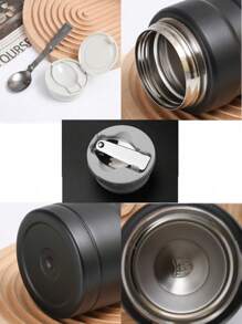 1 cái Cốc đựng thức ăn trưa giữ nhiệt mini di động 16oz có tên tùy chỉnh, đi kèm thìa thép không gỉ, bình chân không bằng thép không gỉ SUS304 - nhiều màu - Xem 4