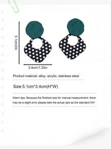1 Pair Of Fashionable Retro Personalized Women's Earrings, Sweet And Fresh Style, Black And White Polka Dot Earrings, Alloy, Acrylic And Stainless Steel Materials, Suitable For Daily Life, Festivals, Parties And Other Occasions, Can Be Used As Valentine's Day Gifts, Holiday Gifts, Earrings Have Protective Covers, You Need To Remove The Protective Covers When Using