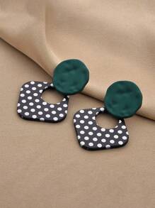 1 Pair Of Fashionable Retro Personalized Women's Earrings, Sweet And Fresh Style, Black And White Polka Dot Earrings, Alloy, Acrylic And Stainless Steel Materials, Suitable For Daily Life, Festivals, Parties And Other Occasions, Can Be Used As Valentine's Day Gifts, Holiday Gifts, Earrings Have Protective Covers, You Need To Remove The Protective Covers When Using