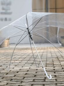 Compact Portable Transparent White Umbrella, Sturdy, Reinforced, Windproof, Foldable, Lightweight, Easy To Carry And Ideal For Travel - trắng - Xem 3