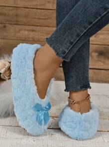 RALSWNAY Women's Soft & Comfortable Indoor Slippers, Flat & Breathable Casual House Slippers,Fluffy Slippers - Teal Blue - View 4