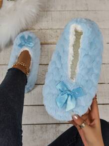 RALSWNAY Women's Soft & Comfortable Indoor Slippers, Flat & Breathable Casual House Slippers,Fluffy Slippers - Teal Blue - View 5
