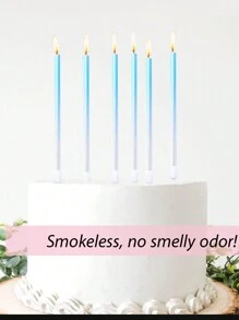 6 件/12 件/24 件渐变色仿珍珠蛋糕装饰蜡烛，适合生日派对 - 藍色 - 查看 2
